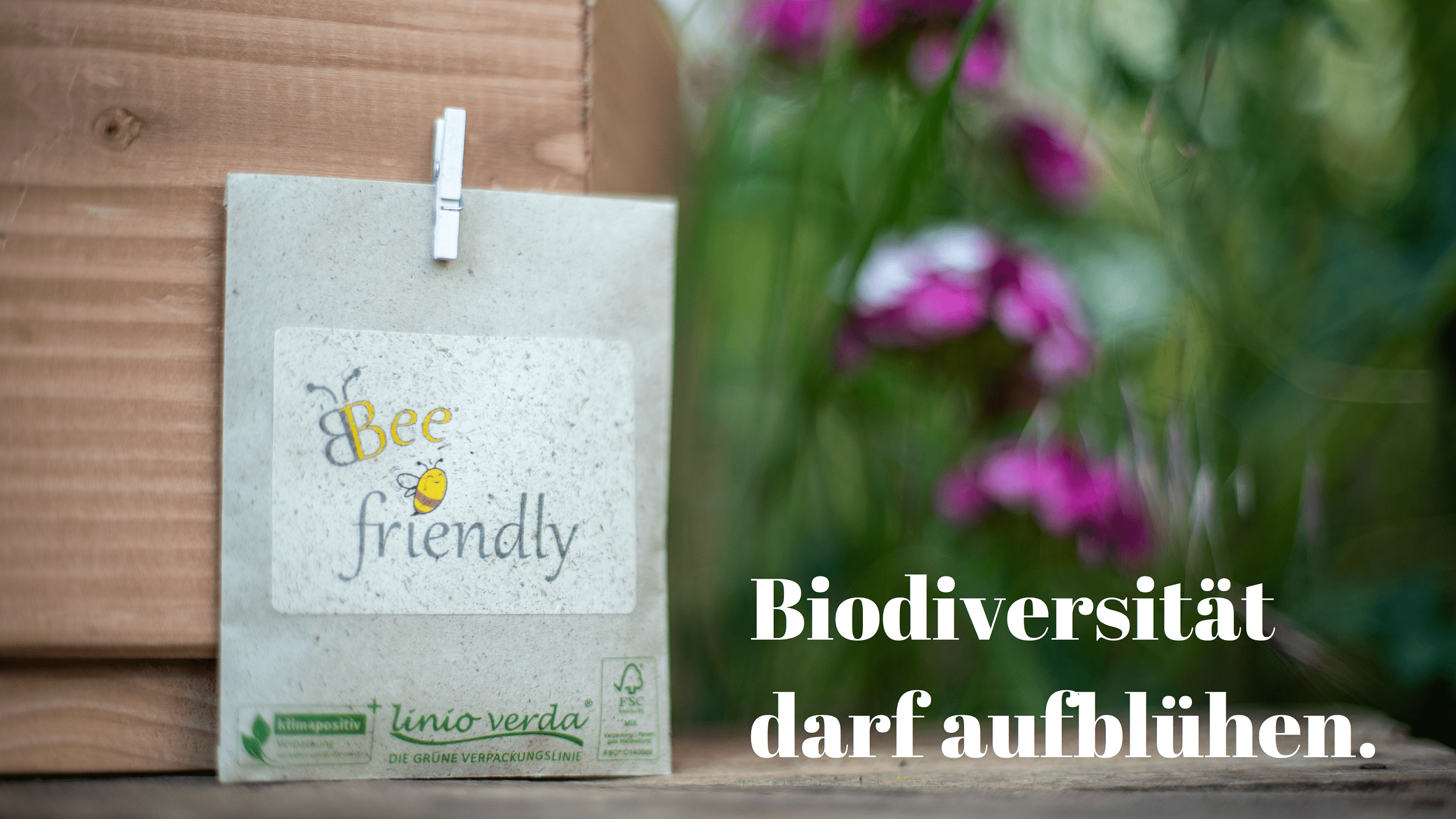 Biodiversität darf aufblühen - Bienensaat-Tüte Graspapier